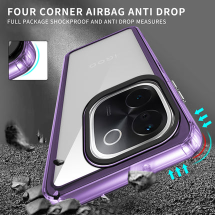 Mobizang Warrior Acrylic Clear Back Cover For Iqoo Z9S Pro (5G) | Slim Shockproof [Military Grade Protection] Hybrid Bumper Case (Purple Sides)