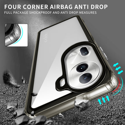 Mobizang Warrior Acrylic Clear Back Cover For Oppo Reno 11 pro | Slim Shockproof [Military Grade Protection] Hybrid Bumper Case (Grey Sides)