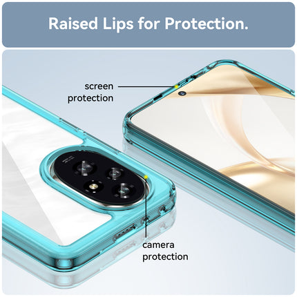 Mobizang Unicorn Acrylic Clear Back Cover For Honor 200 (5G) | Slim Shockproof [Military Grade Protection] Hybrid Bumper Case (Blue Sides)