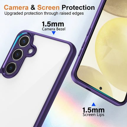 Mobizang Hawkeye Clear Back Cover for Samsung Galaxy S25 | Camera Lens Protector Shockproof Slim Clear Case Cover (Purple Sides)