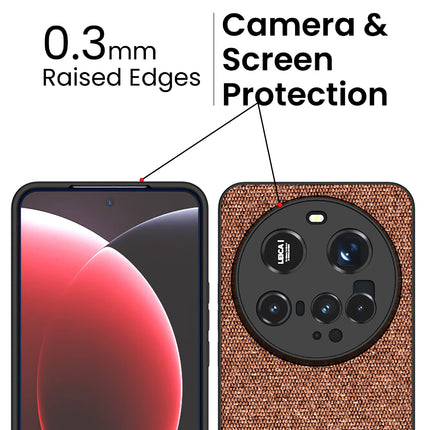 Mobizang Soft Fabric & Leather Hybrid Protective Back Cover for Xiaomi 15 Ultra | Shockproof Slim Hard Anti Slip Back Case (Brown)