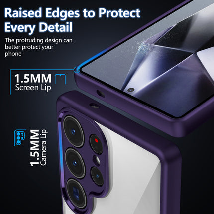 Mobizang Hawkeye Clear Back Cover for Samsung Galaxy S25 Ultra | Camera Lens Protector Shockproof Slim Clear Case Cover (Purple Sides)