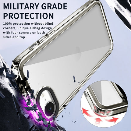 Mobizang Warrior Acrylic Clear Back Cover For Apple iPhone 16E | Slim Shockproof [Military Grade Protection] Hybrid Bumper Case (Grey Sides)