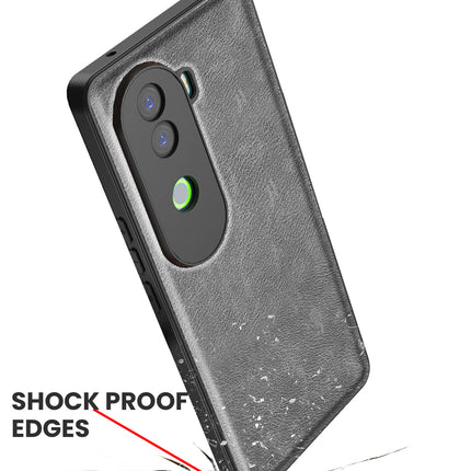 Mobizang Tux Leather Back Cover for Vivo V40E / iQOO Z9S | Slim Shockproof Camera Protection Bumper Case (Grey)
