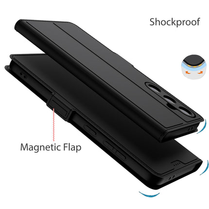 Mobizang Noble Slim Magnetic Leather Flip Case Cover for Samsung Galaxy M35 (5G) | Card Holder Stand Flip Wallet Case (Black)
