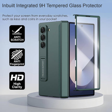 Mobizang Magnetic Hinge With Inbuilt Stand Case for Samsung Galaxy Z Fold 6 | Shockproof Stand Hybrid Bumper Back Cover (Green)
