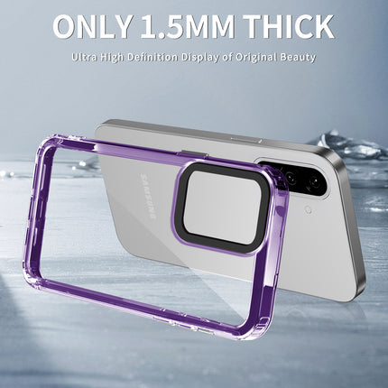 Mobizang Warrior Acrylic Clear Back Cover For Samsung Galaxy A36 | Slim Shockproof [Military Grade Protection] Hybrid Bumper Case (Purple Sides)
