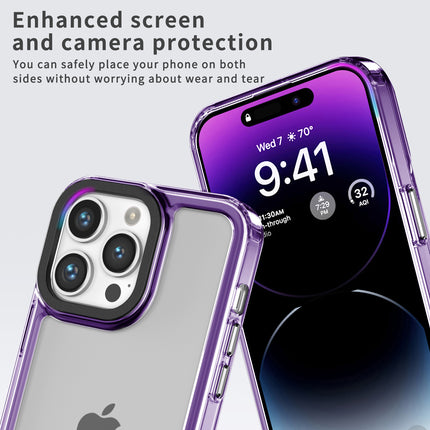 Mobizang Warrior Acrylic Clear Back Cover For Apple iPhone 16 Pro | Slim Shockproof [Military Grade Protection] Hybrid Bumper Case (Purple Sides)