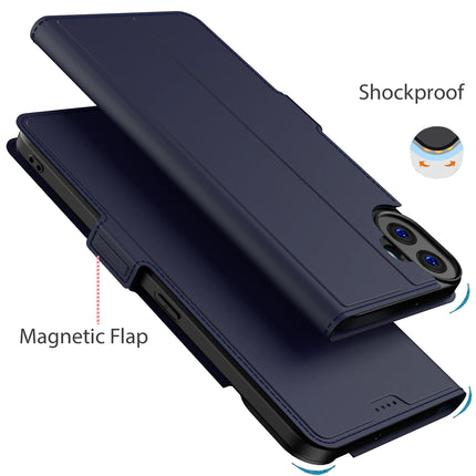 Mobizang Noble Slim Magnetic Leather Flip Case Cover for Nothing CMF Phone 1 | Card Holder Stand Flip Wallet Case (Blue)