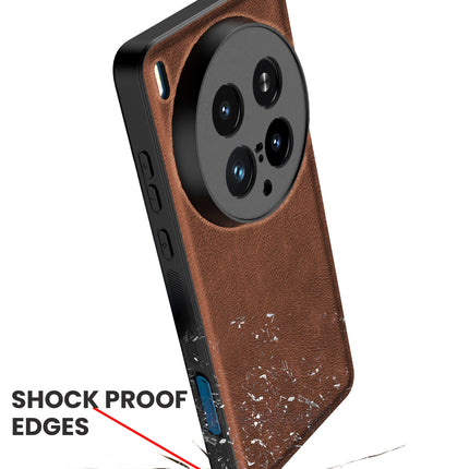 Mobizang Tux Leather Back Cover for Vivo X200 Ultra | Slim Shockproof Camera Protection Bumper Case (Brown)
