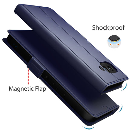 Mobizang Noble Slim Magnetic Leather Flip Case Cover for Google Pixel 9A | Card Holder Stand Flip Wallet Case (Blue)