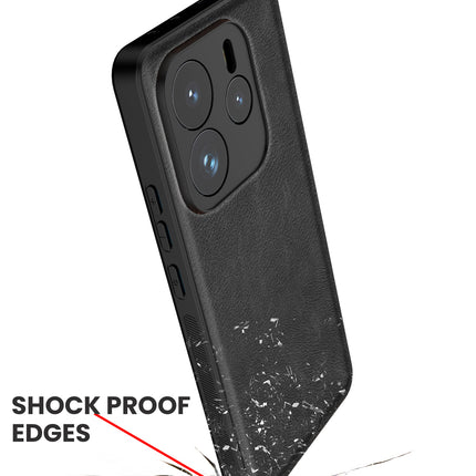 Mobizang Tux Leather Back Cover for Redmi Note 14 (5G) | Slim Shockproof Camera Protection Bumper Case (Black)