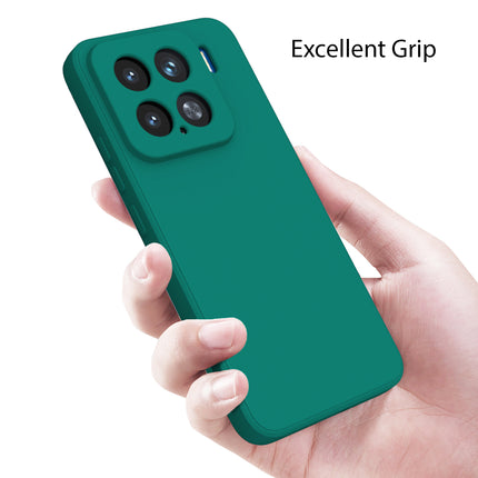Mobizang Matte Protective Lens Flexible Back Cover for Xiaomi 15 5G | Slim Silicone with Soft Lining Shockproof Full Body Bumper Case (Green)