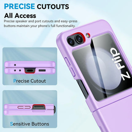 Mobizang Ultra Thin Back Case for Samsung Galaxy Flip6 / Z Flip 6 | With [Inbuilt Glass]  Full Body Protection Hard Back Cover (Purple)