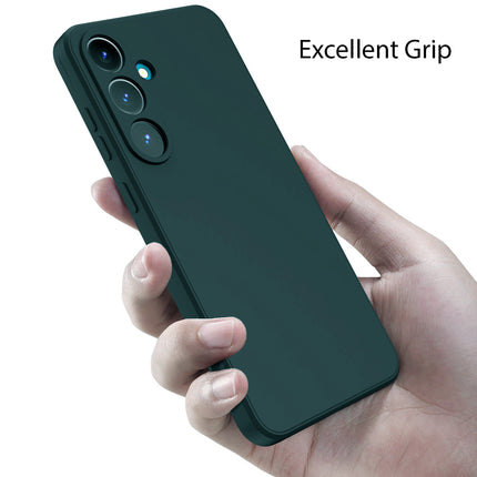 Mobizang Matte Protective Lens Flexible Back Cover for Samsung Galaxy S25 | Slim Silicone with Soft Lining Shockproof Full Body Bumper Case (Black)