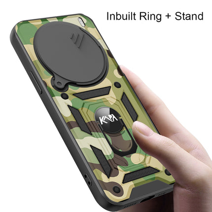 Mobizang Tank Back Cover for Vivo X200 Pro (5G) | Inbuilt Ring + Slider Shockproof Lens Protection Bumper Back Case (Green)