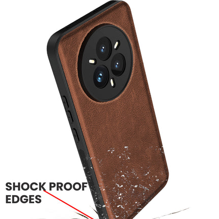 Mobizang Tux Leather Back Cover for Realme 14 Pro 5G | Slim Shockproof Camera Protection Bumper Case (Brown)