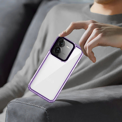 Mobizang Warrior Acrylic Clear Back Cover For IQOO Z9 | Slim Shockproof [Military Grade Protection] Hybrid Bumper Case (Purple Sides)