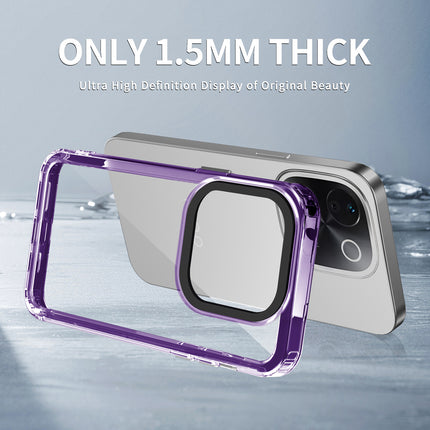 Mobizang Warrior Acrylic Clear Back Cover For Iqoo Z9S Pro (5G) | Slim Shockproof [Military Grade Protection] Hybrid Bumper Case (Purple Sides)