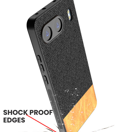 Mobizang Soft Fabric & Leather Hybrid Protective Back Cover for OnePlus Nord 4 | Shockproof Slim Hard Anti Slip Back Case (Black,Brown)