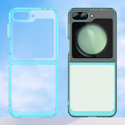 Mobizang Unicorn Acrylic Clear Back Cover For Samsung Galaxy Z Flip 6 | Slim Shockproof [Military Grade Protection] Hybrid Bumper Case (Blue Sides)