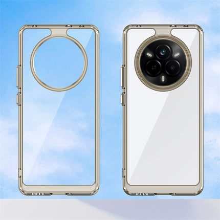 Mobizang Unicorn Acrylic Clear Back Cover For Realme 14 Pro 5G | Slim Shockproof [Military Grade Protection] Hybrid Bumper Case (Grey Sides)