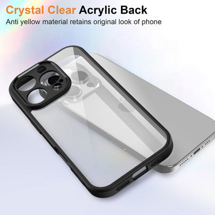 Mobizang Hawkeye Clear Back Cover for Apple iPhone 16 Pro Max | Camera Lens Protector Shockproof Slim Clear Case Cover (Black Sides)