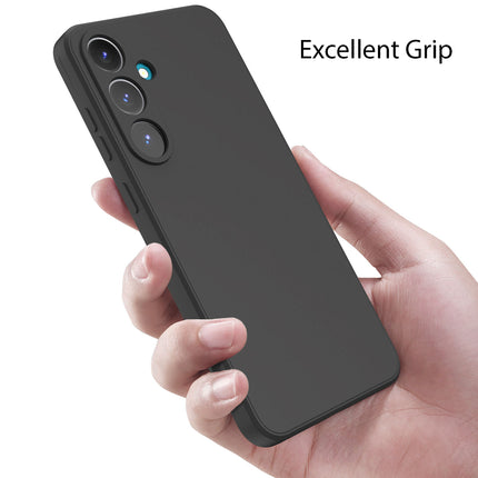 Mobizang Matte Protective Lens Flexible Back Cover for Samsung Galaxy S25 Plus | Slim Silicone with Soft Lining Shockproof Full Body Bumper Case (Black)