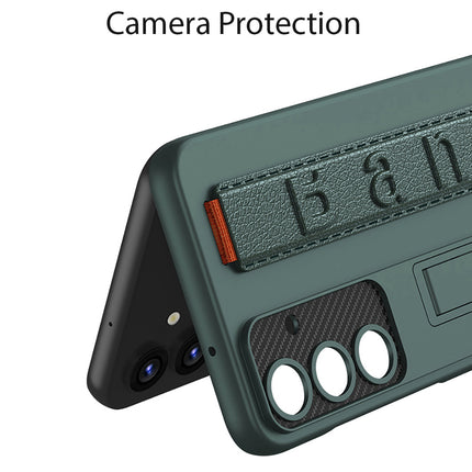 Mobizang Ultra Thin Band + Stand Back Case for Samsung S25 | Slim Camera Lens Protection Cover with Kickstand (Green)