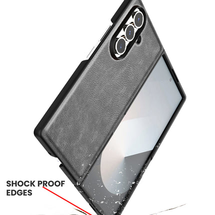 Mobizang Tux Leather Back Cover for Samsung Galaxy Z Fold 7 | Slim Shockproof Camera Protection Bumper Case (Grey)