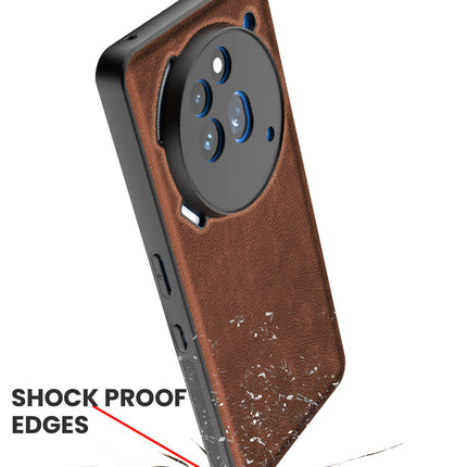 Mobizang Tux Leather Back Cover for Nothing Phone 3A Pro | Slim Shockproof Camera Protection Bumper Case (Brown)