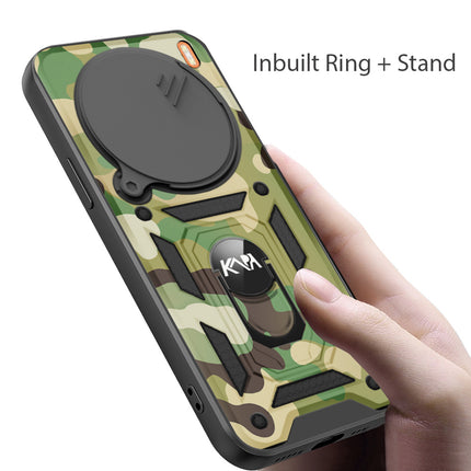 Kapa Tank Back Cover for Vivo X100 Pro (5G) | Inbuilt Ring + Slider Shockproof Lens Protection Bumper Back Case (Green)