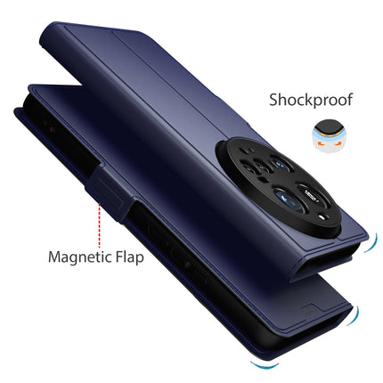 Mobizang Noble Slim Magnetic Leather Flip Case Cover for Xiaomi 15 Ultra | Card Holder Stand Flip Wallet Case (Blue)