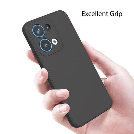 Mobizang Matte Protective Lens Flexible Back Cover for Oppo Reno 13 5G | Slim Silicone with Soft Lining Shockproof Full Body Bumper Case (Black)