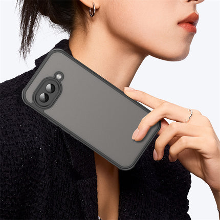 Mobizang Shield Frosted Acrylic Back Shock Proof Case Cover for Google Pixel 9A (Black)