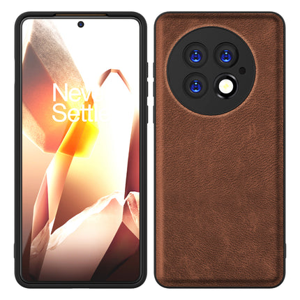 Mobizang Tux Leather Back Cover for OnePlus 13 | Slim Shockproof Camera Protection Bumper Case (Brown)