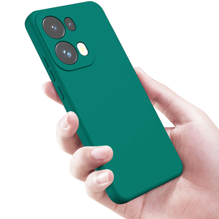 Mobizang Matte Protective Lens Flexible Back Cover for Oppo Reno 13 Pro | Slim Silicone with Soft Lining Shockproof Full Body Bumper Case (Green)