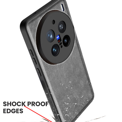 Mobizang Tux Leather Back Cover for Vivo X200 Pro (5G) | Slim Shockproof Camera Protection Bumper Case (Grey)