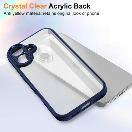 Mobizang Hawkeye Clear Back Cover for Apple iPhone 16 | Camera Lens Protector Shockproof Slim Clear Case Cover (Blue Sides)
