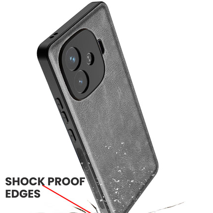 Mobizang Tux Leather Back Cover for iQoo Neo 10R | Slim Shockproof Camera Protection Bumper Case (Grey)