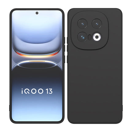 Mobizang Matte Protective Lens Flexible Back Cover for Iqoo 13 (5G) | Slim Silicone with Soft Lining Shockproof Full Body Bumper Case (Black)
