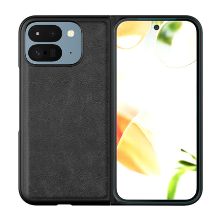 Mobizang Tux Leather Back Cover for Google Pixel 9 Pro Fold | Slim Shockproof Camera Protection Bumper Case (Black)