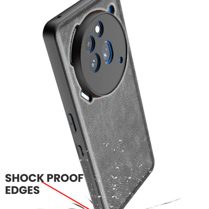 Mobizang Tux Leather Back Cover for Nothing Phone 3A Pro | Slim Shockproof Camera Protection Bumper Case (Grey)