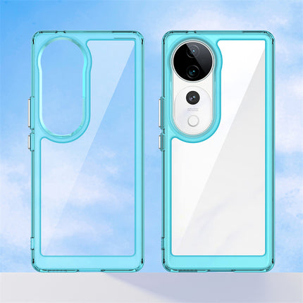 Mobizang Unicorn Acrylic Clear Back Cover For Vivo V40 / Vivo V40 Pro (5G) | Slim Shockproof [Military Grade Protection] Hybrid Bumper Case (Blue Sides)