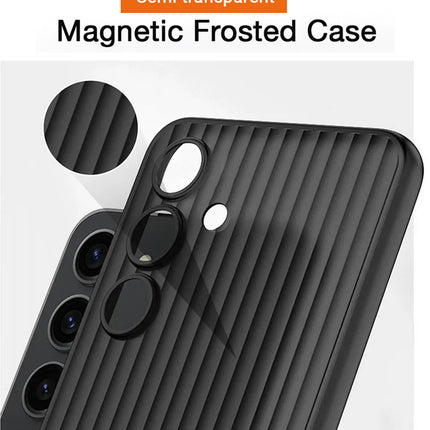 Mobizang Matte Magnetic Wave Grip Back Cover for Samsung Galaxy S24 Ultra | [MagSafe Compatible] Wireless charging, Slim, Metal Buttons, Frosted Back Case (Grey)