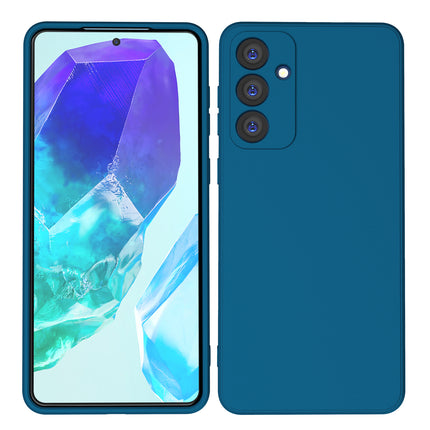 Mobizang Matte Protective Lens Flexible Back Cover for Samsung Galaxy M55 / F55 | Slim Silicone with Soft Lining Shockproof Full Body Bumper Case (Blue)