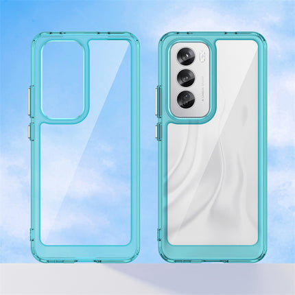 Mobizang Unicorn Acrylic Clear Back Cover For Oppo Reno 12 (5G) | Slim Shockproof [Military Grade Protection] Hybrid Bumper Case (Blue Sides)