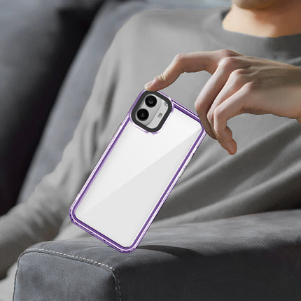Mobizang Warrior Acrylic Clear Back Cover For Nothing CMF Phone 1 | Slim Shockproof [Military Grade Protection] Hybrid Bumper Case (Purple Sides)