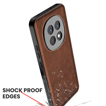 Mobizang Tux Leather Back Cover for Oppo F29 5G | Slim Shockproof Camera Protection Bumper Case (Brown)