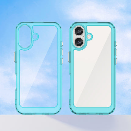 Mobizang Unicorn Acrylic Clear Back Cover For Apple iPhone 16 | Slim Shockproof [Military Grade Protection] Hybrid Bumper Case (Blue Sides)